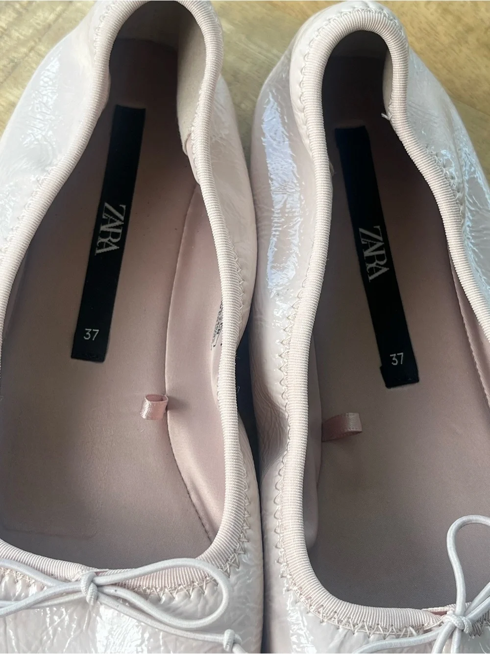 Zara Pink Patent Ballet Flat Shoes Sz 6.5